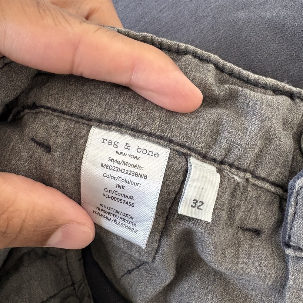 Rag & Bone Fit 2 Slim Chino Pants Mens 32x30 Gray Straight Leg Stretch Casual - Picture 4 of 10